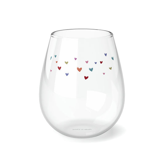 Little Hearts Stemless Wine Glass, 11.75oz