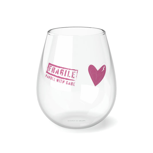 Fragile Heart Stemless Wine Glass, 11.75oz