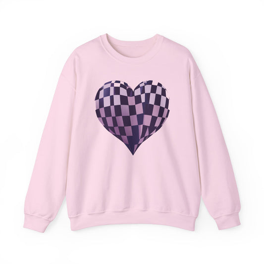 Unisex Checkered Heart Crewneck Sweatshirt