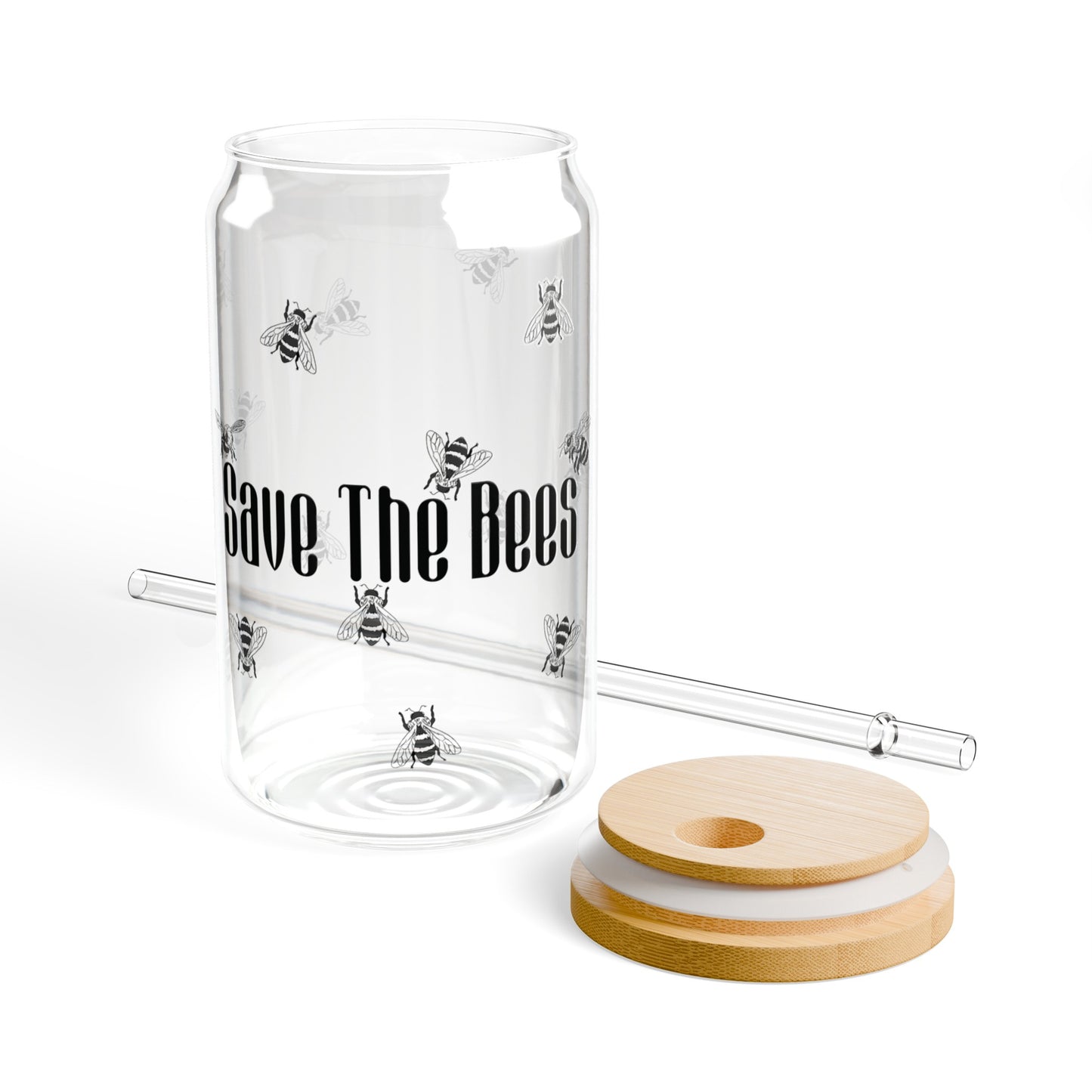 Save The Bees Sipper Glass, 16oz