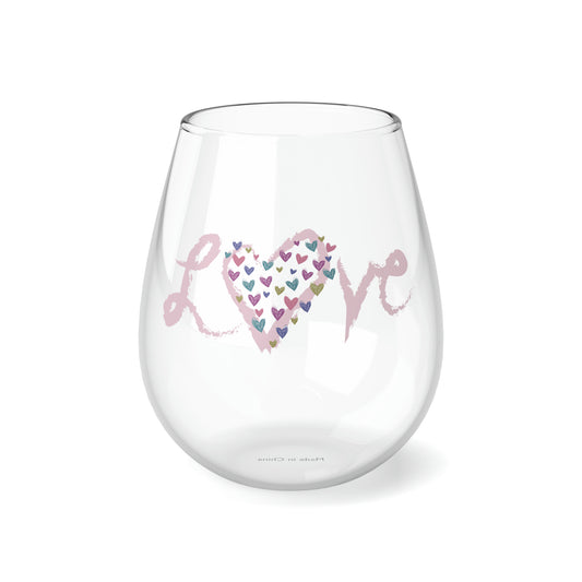Love Hearts Stemless Wine Glass, 11.75oz